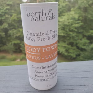 Soothing body powder, chemical free Citrus and Lavender