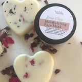 Luxurious solid lotion bars with dried rose petals and wild rose fragrance, plus Rose Clay face mask