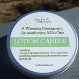 warming massage lotion candle and aromatherapy