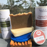 Dog Spa Bundle - Dry Shampoo, Soap Bar, Paw Salve, Soap Saver and Scrubbie