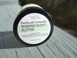 Whipped Shea body butter - Patchouli and Lavender; soothing and moisturizing